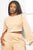 Raquel Bisque Side Slit Sleeve Pant Set: M