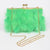 Faux Fur Frame Box Clutch: Green