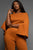 Raquel Carmel Side Slit Sleeve Pant Set: M
